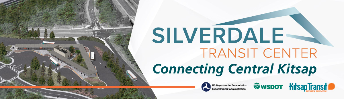 Silverdale Transit Center Grand Opening Banner - image to the left, logo and text to the right.