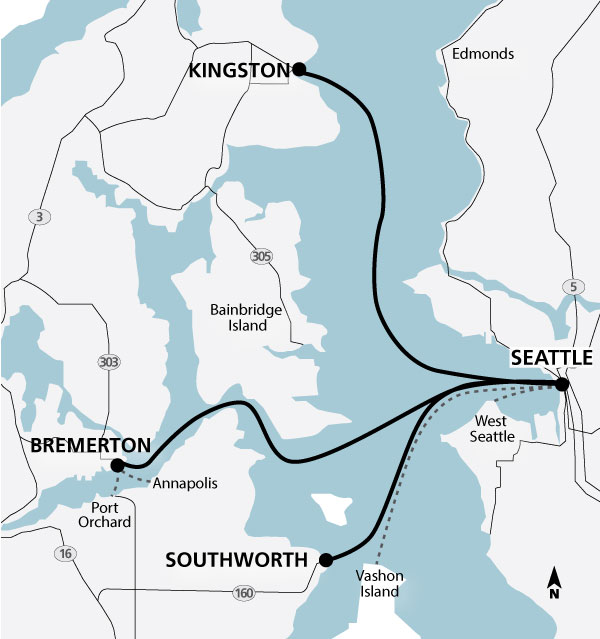bremerton washington to seattle cruise port map
