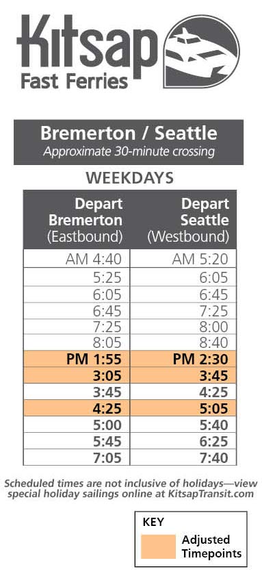 Bremerton Fast Ferry May 2 Schedule 