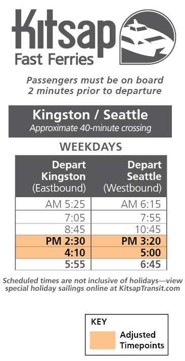 Kingston Fast Ferry Schedule May 2