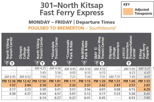 Route 301 May Schedule 