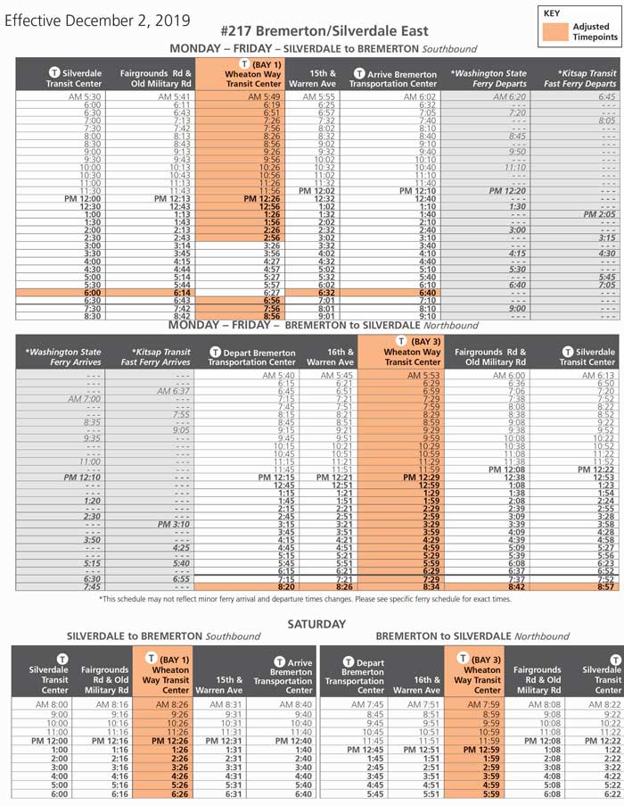 Route 217 Schedule change