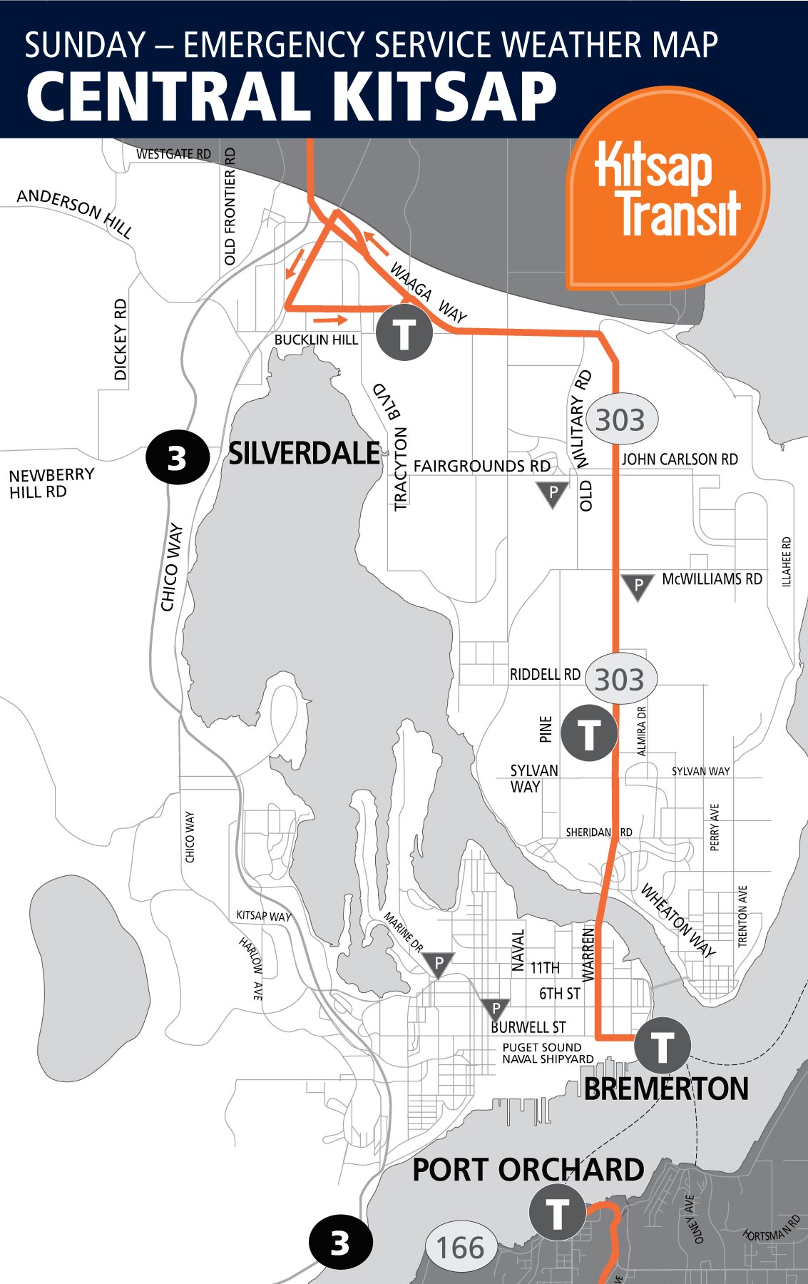 Sunday - Central Kitsap Snow & Extreme Weather Map 550px